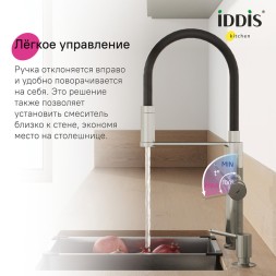 Смеситель для кухни 30к IDDIS IKNBNFFi05 Айкон (Ikon) с вых для пит. фильтра выс.гибкий излив САТИН - IKNBNFFi05